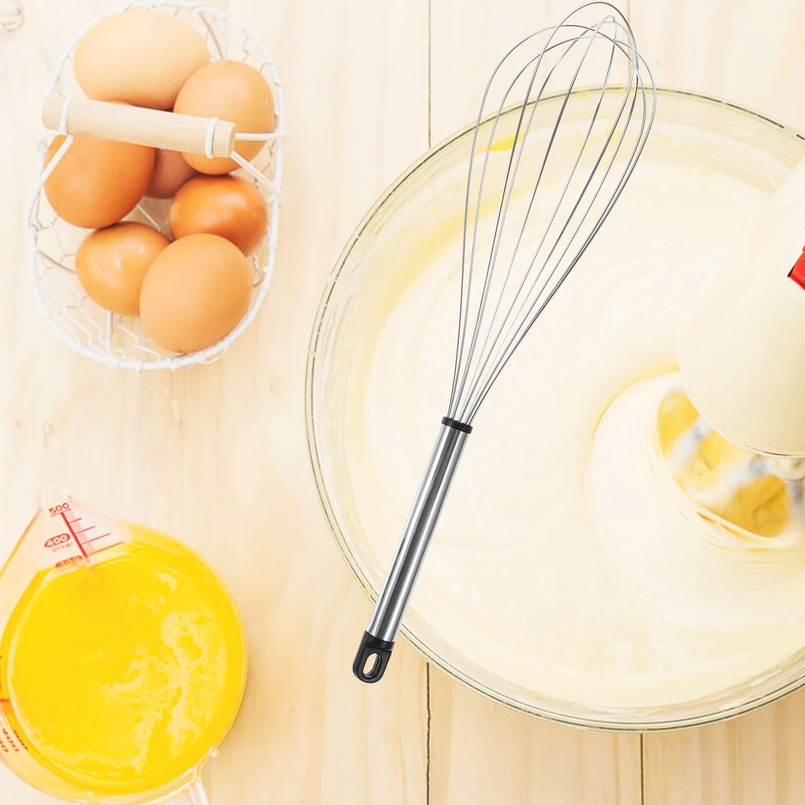 

3 Pcs Egg Beater Stainless Steel Manual Whisk Kitchen Tool Blender Stir Bar For Mixing Batter Cream Eggs Sauces