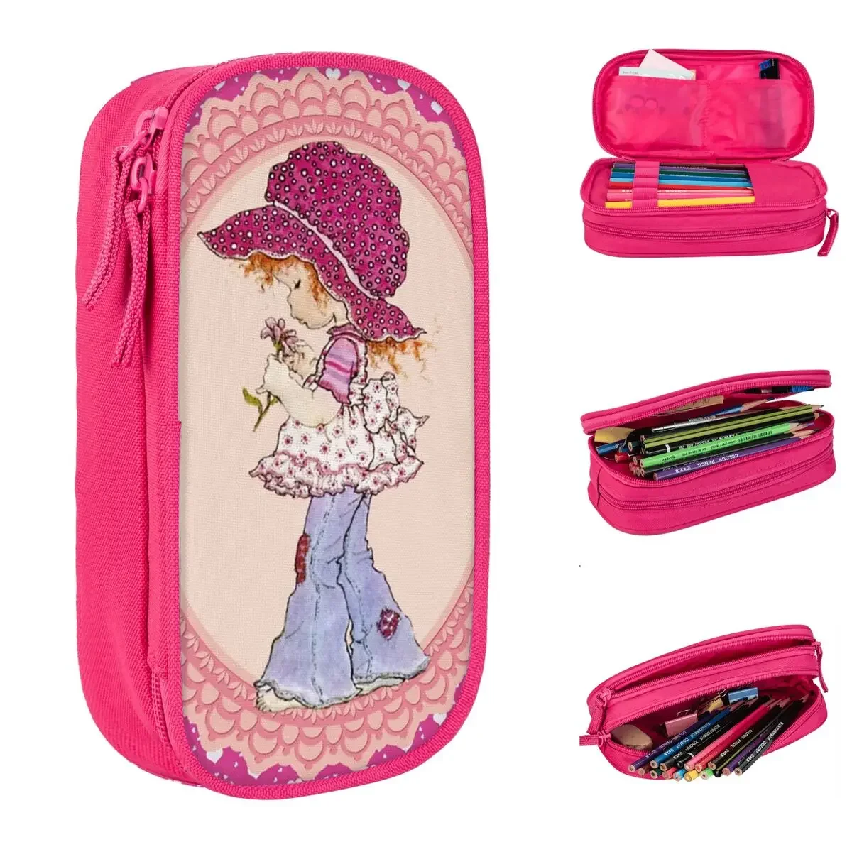 Sarah Kay With Flower Pencil Case Pen Bag Student Big Capacity Students School Gifts Pencilcases