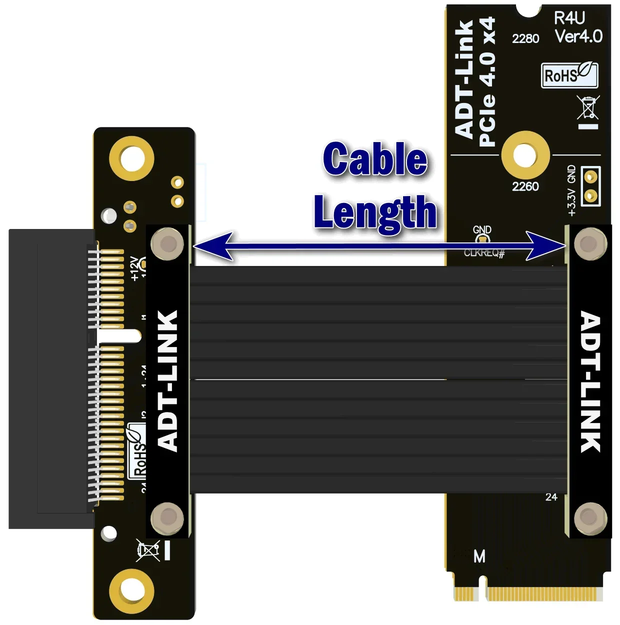 Imagem -06 - Adt-link M.2 Nvme para Pcie 4.0 x4 Riser Cabo M.2 Ngff Nvme Placa-mãe Extensão da Placa Gráfica 90 Ângulo Gen4.0 M.2 para x4 Adaptador