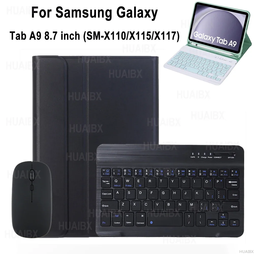 Shell For Samsung Galaxy Tab A9 8.7 Inch Keyboard Case with Detachable Keyboard Cover for Samsung Tab A9 SM-X110/X115/X117