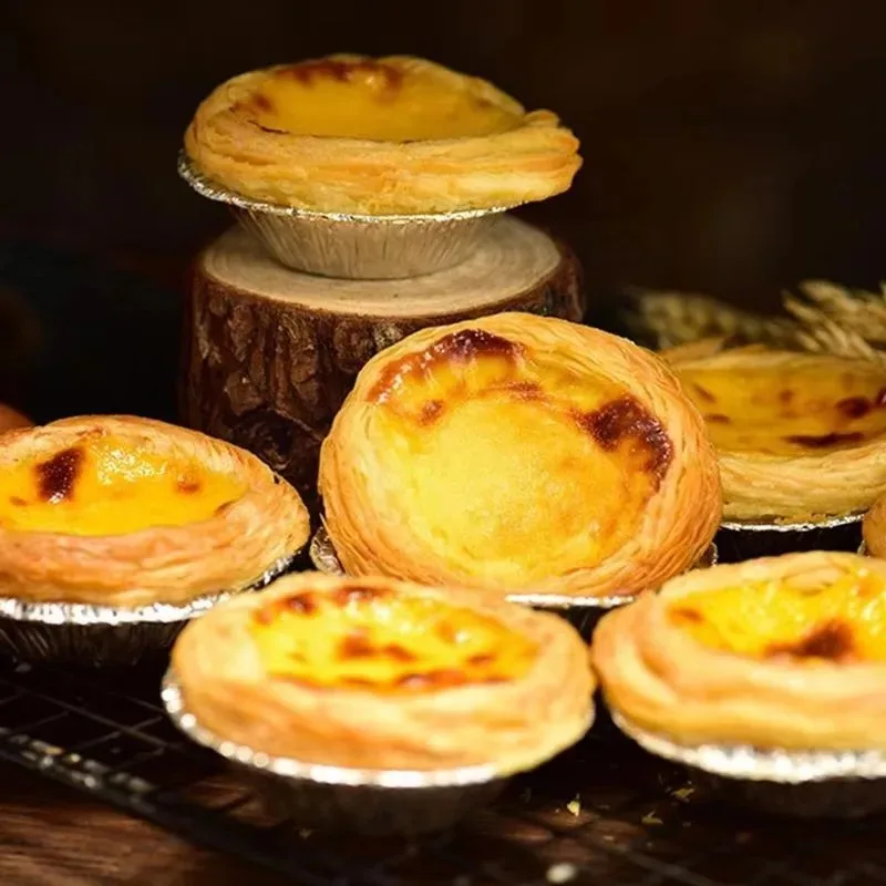 100/200 قطعة أكواب من رقائق الألومنيوم للاستعمال مرة واحدة قالب تورتة البيض مقالي فطيرة صغيرة أكواب خبز دائرية أدوات المخابز كعكة كيشي