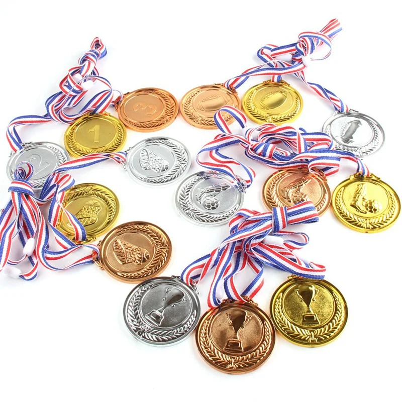 3 Medals, Gold, Silver, Bronze, Winners Medal With Ribbon 1St 2Nd 3Rd Children Metal Medal, Style Winners Medal