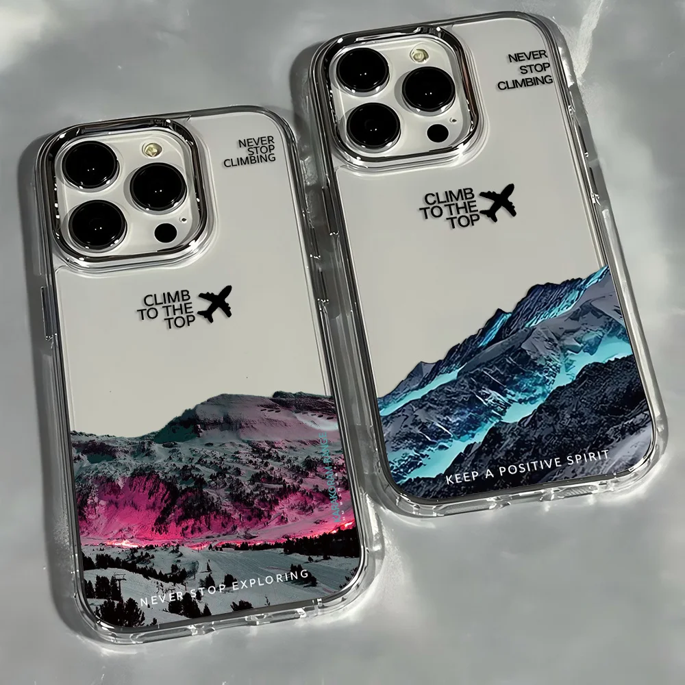 Luxus Mountain Peak Flugzeug Handyhülle für iPhone 17 16e 16 15 14 13 12 11 Mini Pro Max X XR XSMAX 8 7 Air Plus Soft Cover
