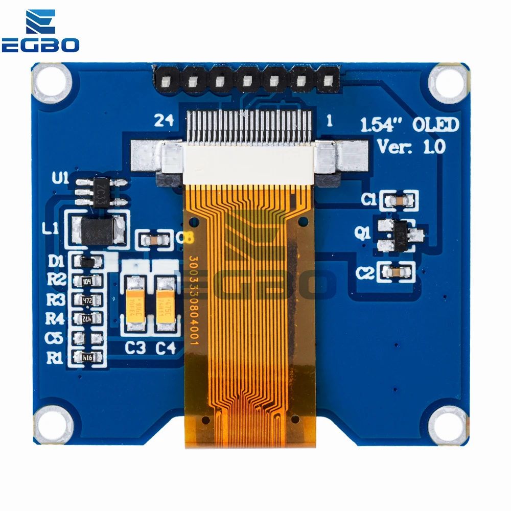 EGBO 화이트 블루 OLED 스크린 모듈, SSD1309 드라이브 IC, SSD1306 SPI 인터페이스 128x64 호환, 1.54 인치, 7 핀