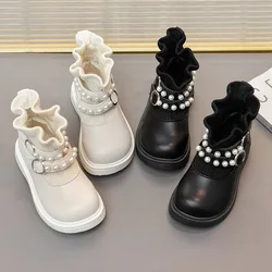 Children Leather Boots Girls Fashion Autumn Winter New Casual Comfortable Short Boots Kids Versatile Anti-slip Sock Boots