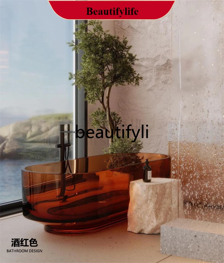 

F56 Brown Brown Coffee 1.7m Transparent Detached Hotel Villa Clubhouse Resin Double Adult 1.6m Bathtub Bathtub