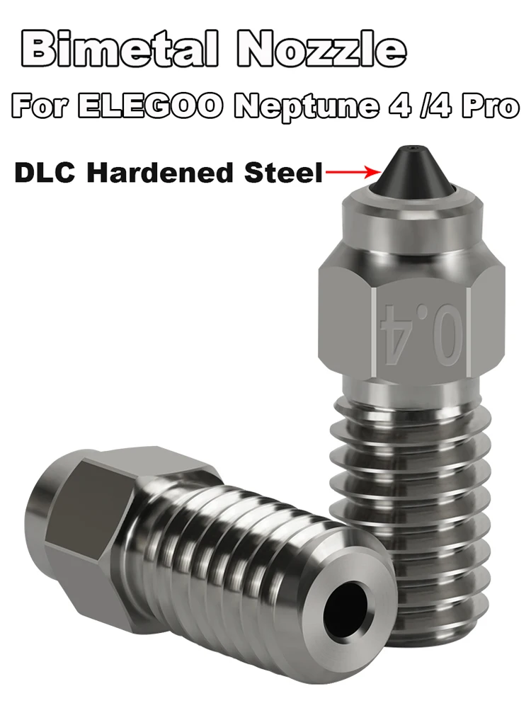 Buse bimétallique pour imprimante 3D ELEGOO Neptune 4, 1 pièce, buses bimétalliques en acier trempé DLC pour Neptune 4 Pro Hotend