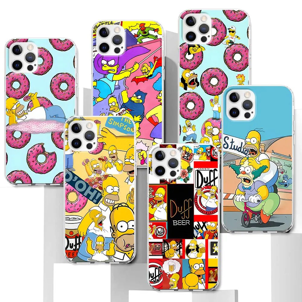 Homer Jay The Simpsons Case for Apple iPhone 13 15 12 Mini 11 14 Pro Max X XS 7 8 Plus XR Transparent TPU Soft Phone Cover