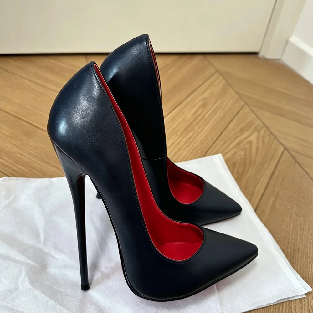 Handmade 14/16cm Ultra High Heels Matte Dark Blue Pointed Toe Stiletto Pumps Pole Dance Runway Cosplay Evening Party Man Shoes