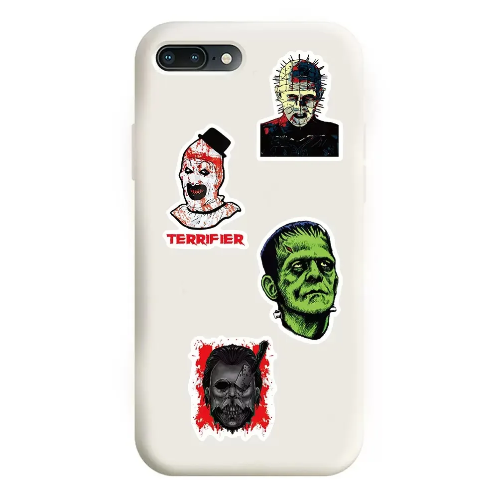 50 szt. Naklejek na Halloween z motywami horroru, graffiti, wodoodporne, na deskorolkę, walizkę podróżną, telefon, laptop, bagaż