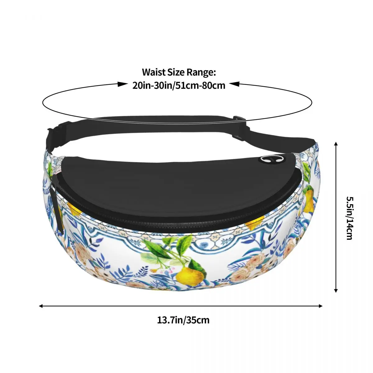 Custom Mediterranean Sicilian Tiles Lemons Fanny Bag Crossbody Waist Pack Men Women Cycling Camping Phone Money Pouch