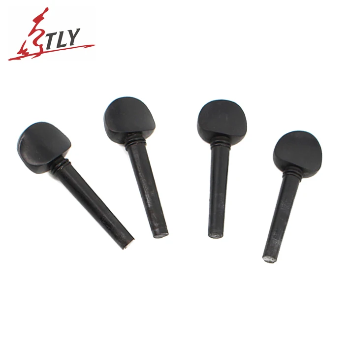 4pcs/lot 3/4 4/4 Black Ebony Jujube Wood Violin Tuning Pegs Inlay Shell with Open Holes Highly Effective in Pitch Tuning