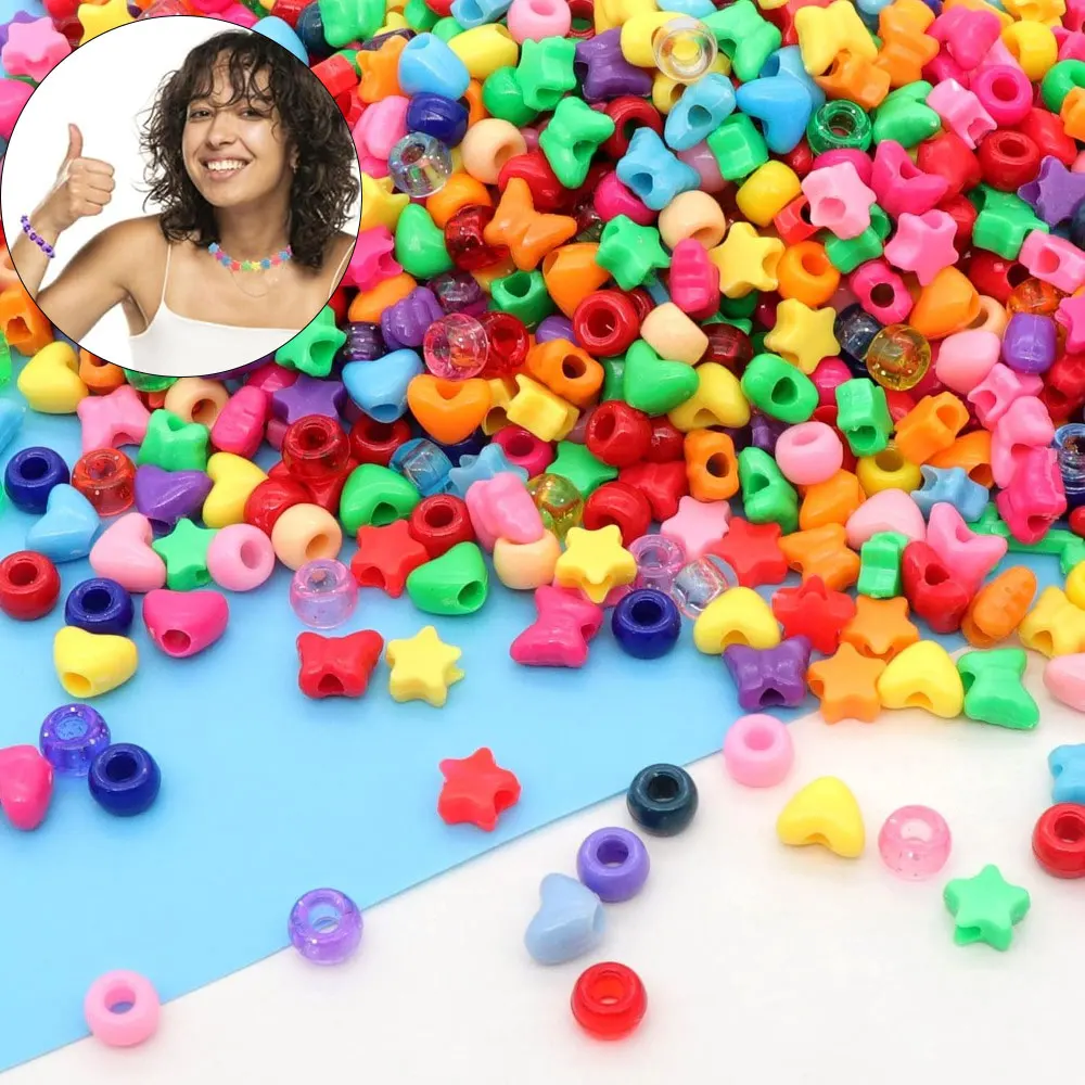 200/1000pcs Mix-color Acrylic Decorative Beads, DIY Jewelry Making Accessories, Valentine's Day, Thanksgiving, Christmas Gifts