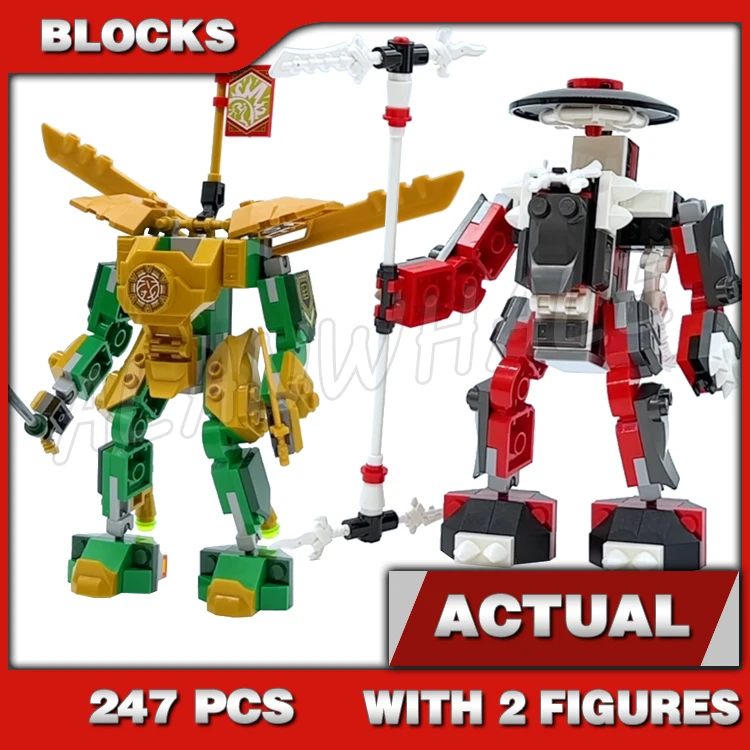 247pcs Shinobi Lloyd's Mech Battle EVO Green and Gold Bone Warrior Robots 11156 Building Block Toys Compatible With Model