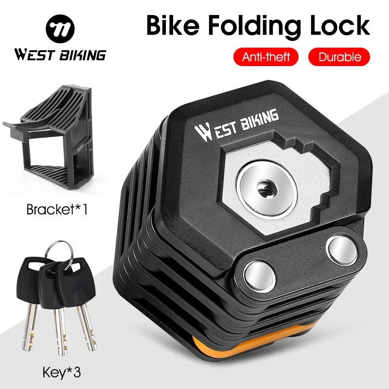 WEST BIKING  Bike Alloy Steel Chain Lock Strong Security Anti-Theft Mount Bracket Hamburg-Lock Bike Accessories  Folding Lock