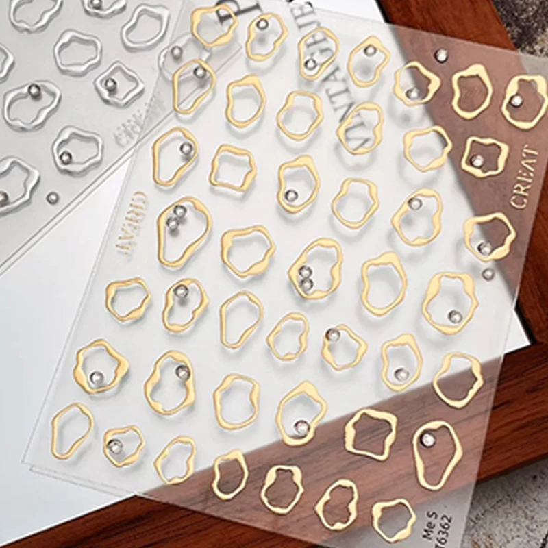 

1 шт. 5D стразы золото серебро нерегулярный узор наклейка для ногтей простой дизайн клейкий слайдер украшения для ногтей наклейки поставки