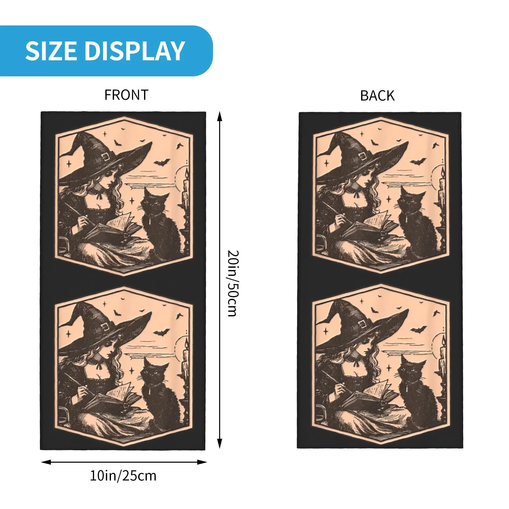 Witch Smile Bats Halloween Goth Occult Witch Bandana Neck Warmer Women Men Winter Ski Tube Scarf Gaiter  Face Cover
