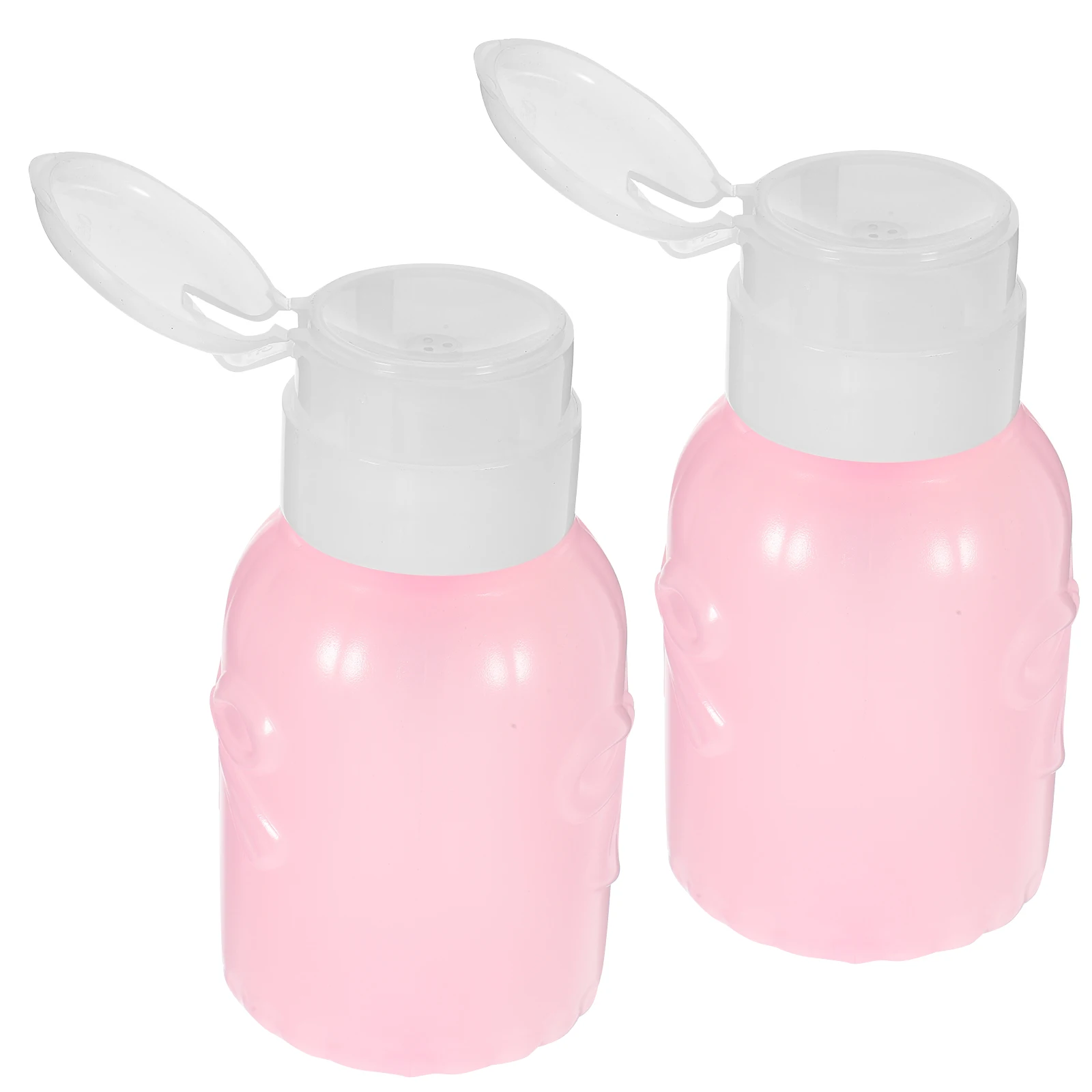 

2 Pcs 250ml Pink Press Bottle Nail Polish Remover Pump Dispenser Leak Proof Refillable Travel Skincare Container