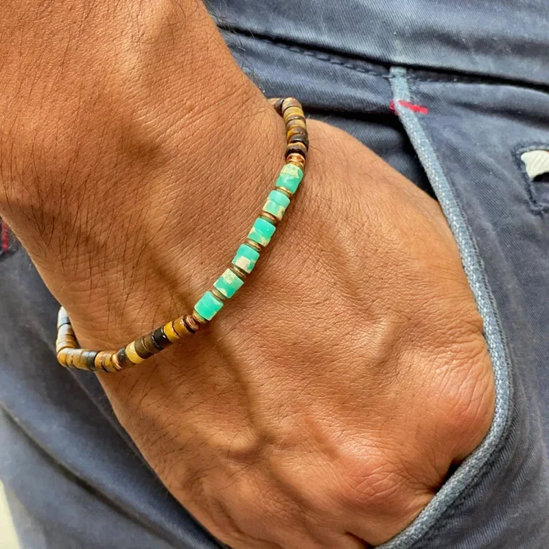 Men's Spiritual Energy and Serenity Bracelet with Semi Precious Labradorite