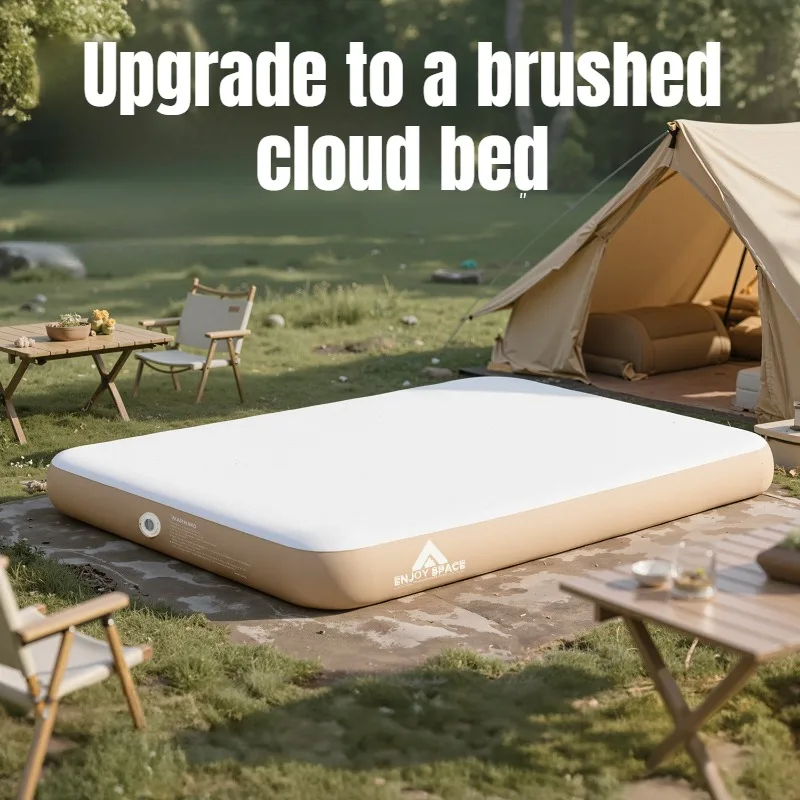 3-Person Outdoor Air Mattress PVC Brushed Triple Self-inflating Mat Easy Operation Built-in Pump Inflatable Quick Setup Cushion