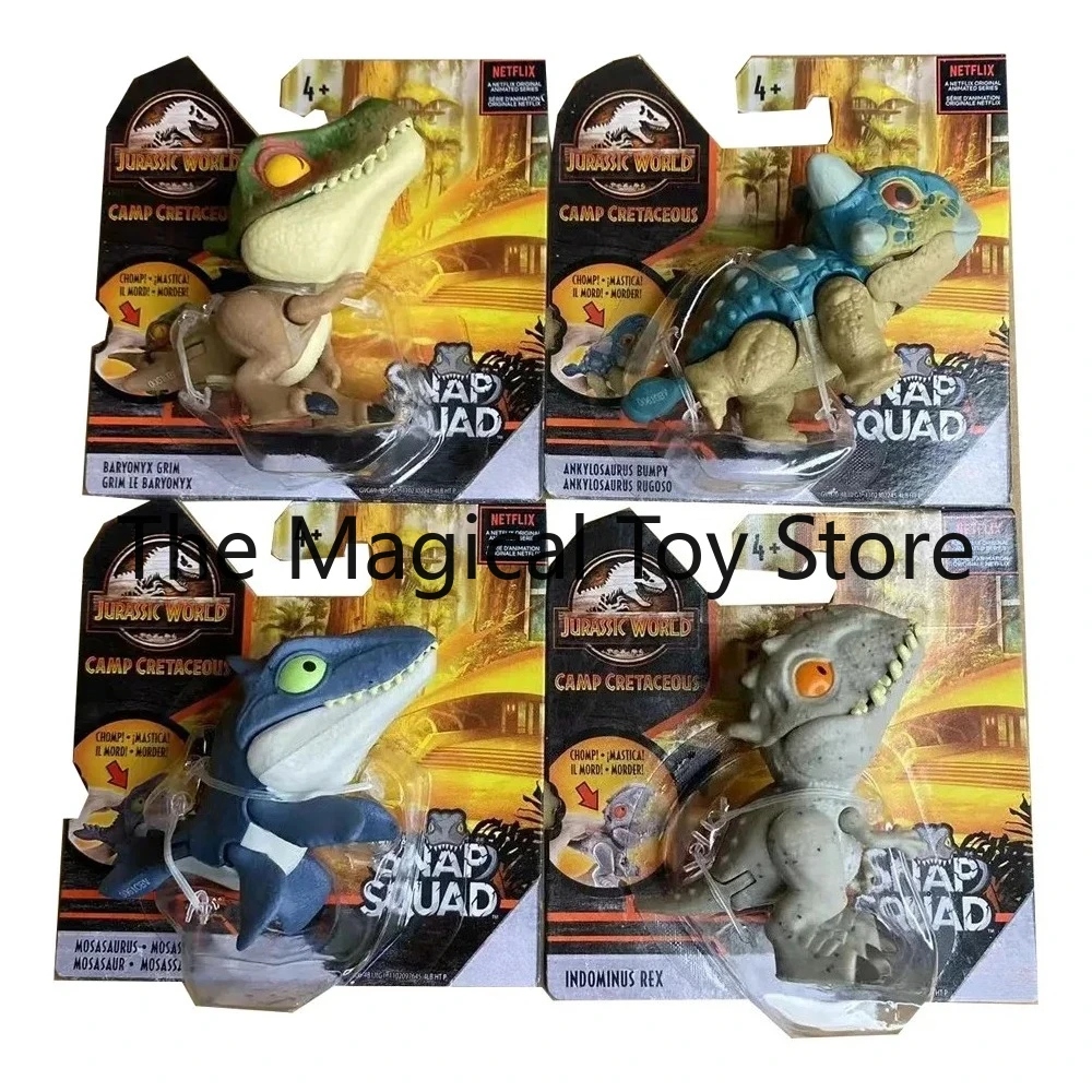 Modelos de Dinosaurios Originales de Jurassic World Quick-Snap Squad: Velociraptor, Tiranosaurio Rex, Mosasaurus, Ceratosaurio