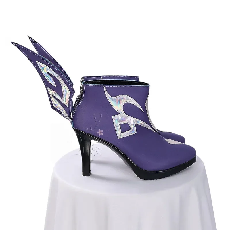 Qq28LQSkirk Permainan Cosplay Kulit Baru Sepatu Genshin Impact Aksesori Kostum Alat Peraga Kostum Halloween Anime untuk Wanita Sepatu Hak Tinggi