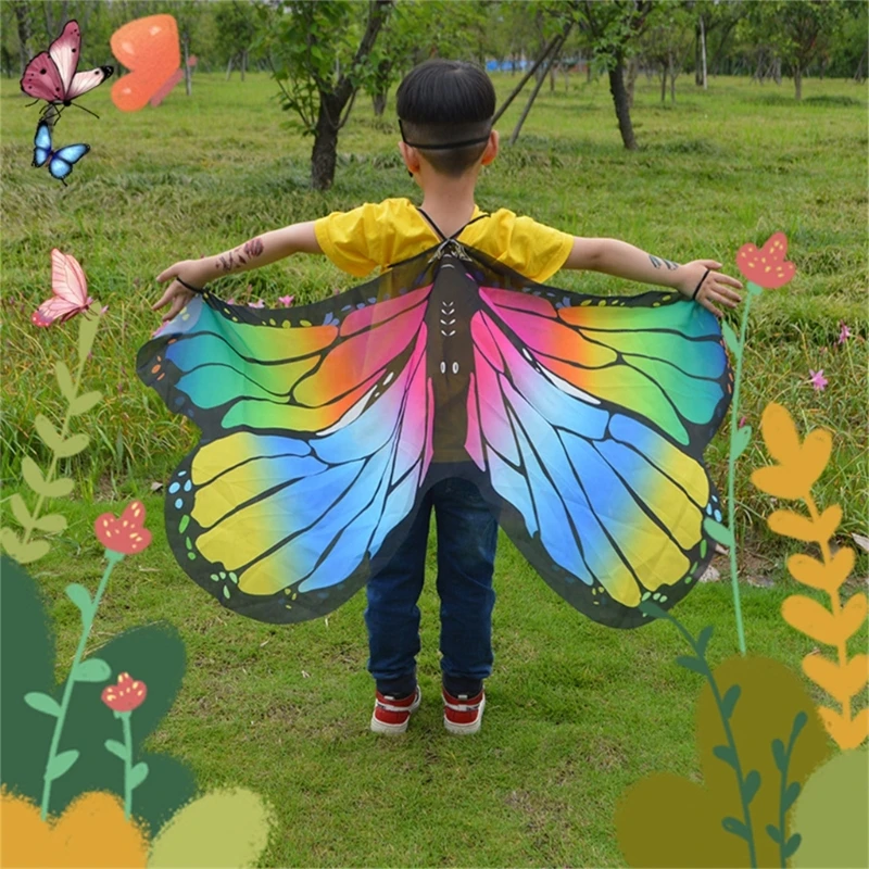 Fairy Butterflies Wing Costume Dress Up Mask for Girls Boys Kids Pretend RolePlay Costumes Accessories R7RF