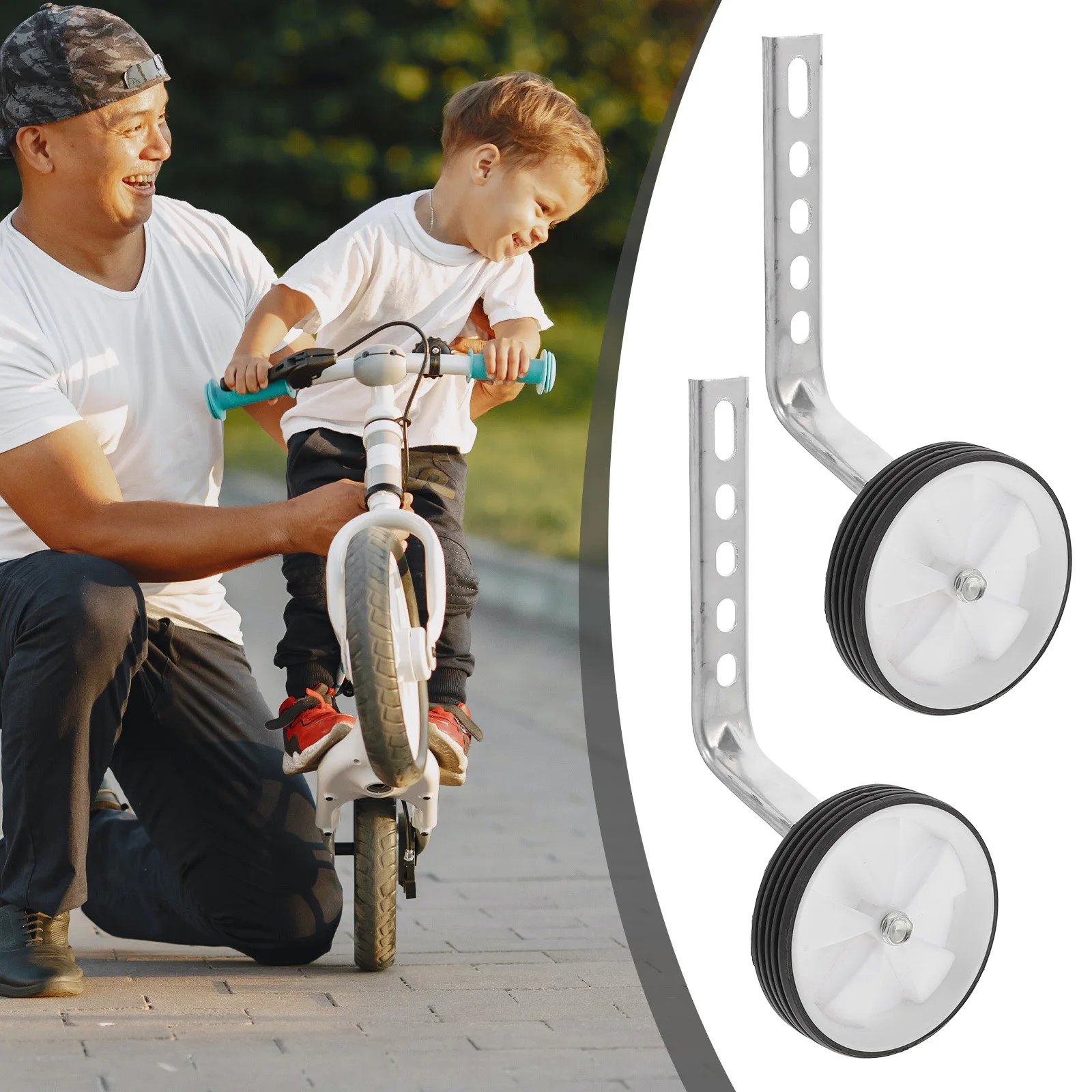 عجلات تدريب عالمية 12-20 بوصة من الفولاذ المسامي للأطفال عجلة مساعدة تدعم التوازن كاتب السلامة مناسبة لـ #5