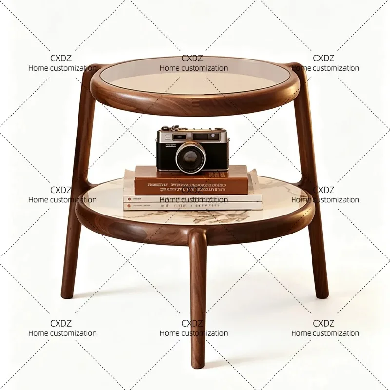 XX black walnut round corner few double rock slab edge few living room sofa round side table