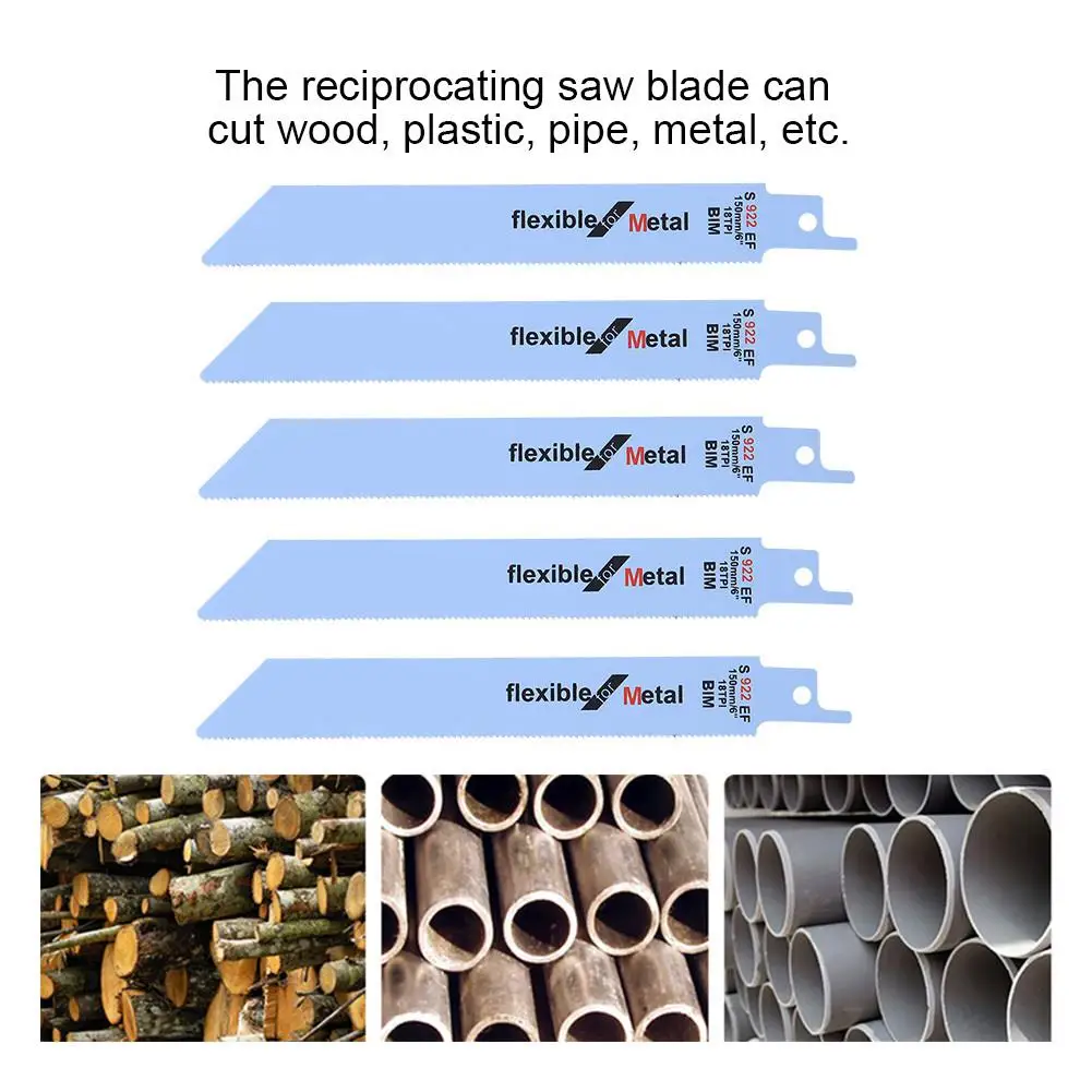 5 Stück 150mm hohe Stichs äge blätter aus Kohlenstoffs tahl s922bf/s922ef für Holz, Kunststoff und Metall zum Schneiden
