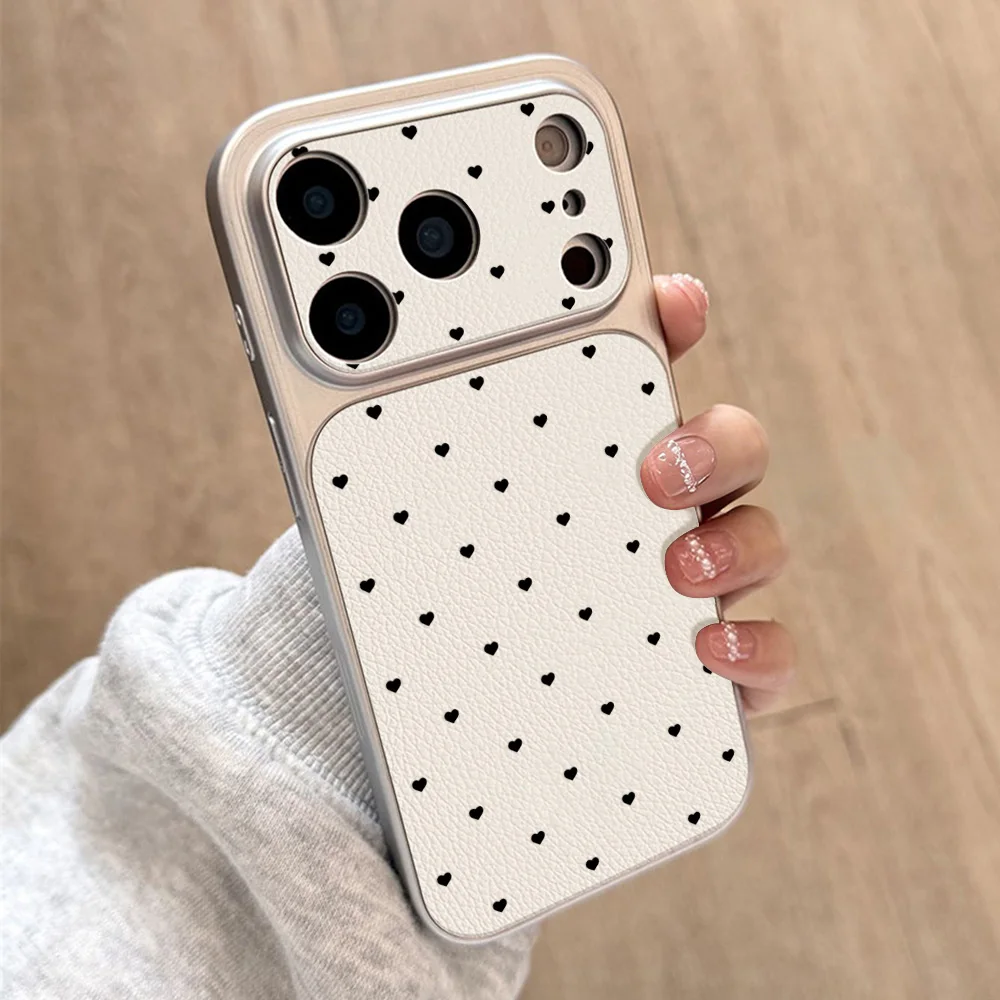 

Black Polka Dots Phone Case For iPhone 17 16 15 Pro Cases 17 Pro Max 12 13 11 14 Lichee Cover For iPhone 16 Pro Max Bumber Funda