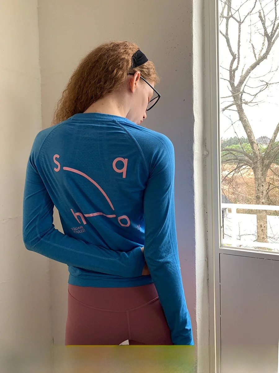 

Quick Dry Merino Wool Long Sleeve Yoga Sports Outdoor T-Shirt Women's Base Shirt Square Houlest Slim Fit Sport Style
