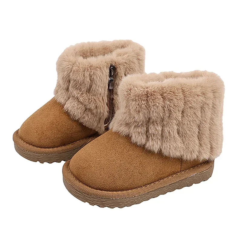 Зимние Ботинки Детские Children Shoes Warm Sneakers Simple Winter Cotton Inserts Boots Comfortable Soft Soled Girl Snow Boots