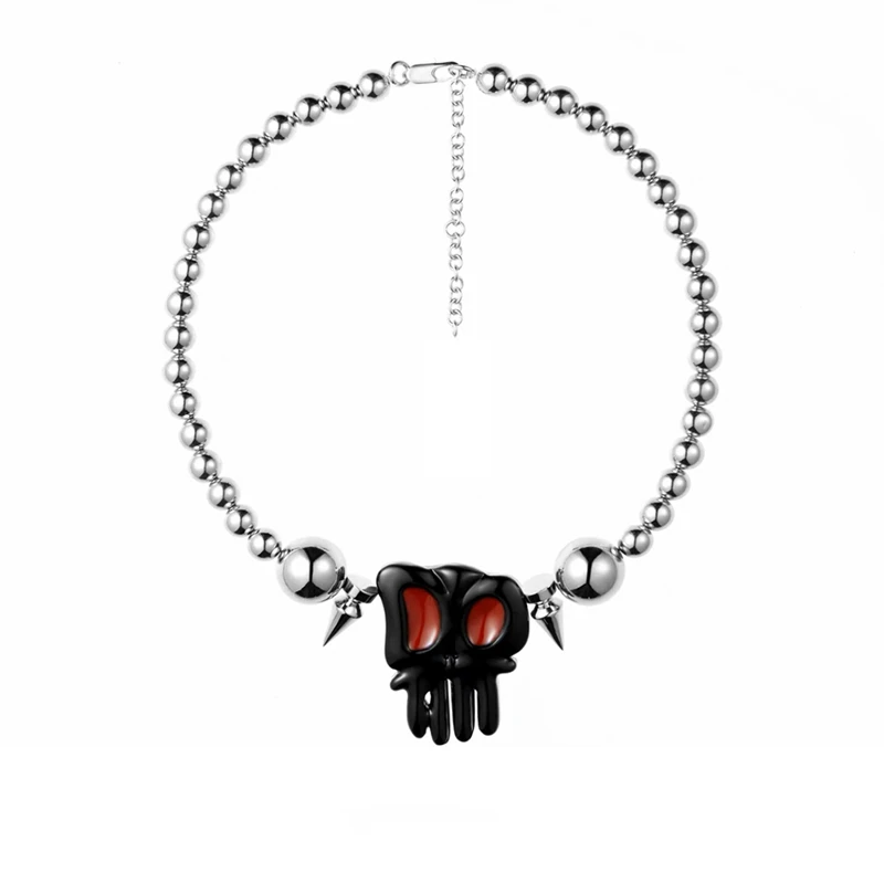 

Hip Hop Punk Rock Skull Titanium steel Bead Exaggerate Necklace For Women Girl Men Rapper Party Fashion Streetwear Jewelry