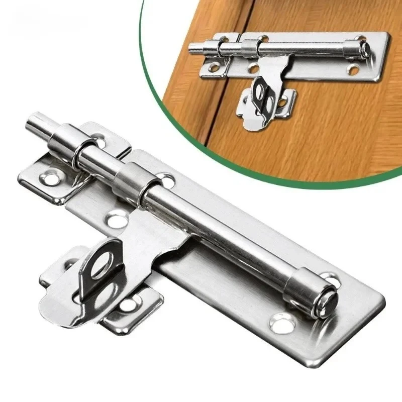 

Brushed Stainless Steel 4 Inch Lock Hardware Kit - Barrel Bolt Latch Padlock Clasp for Doors, Windows, Drawers & Cupboards