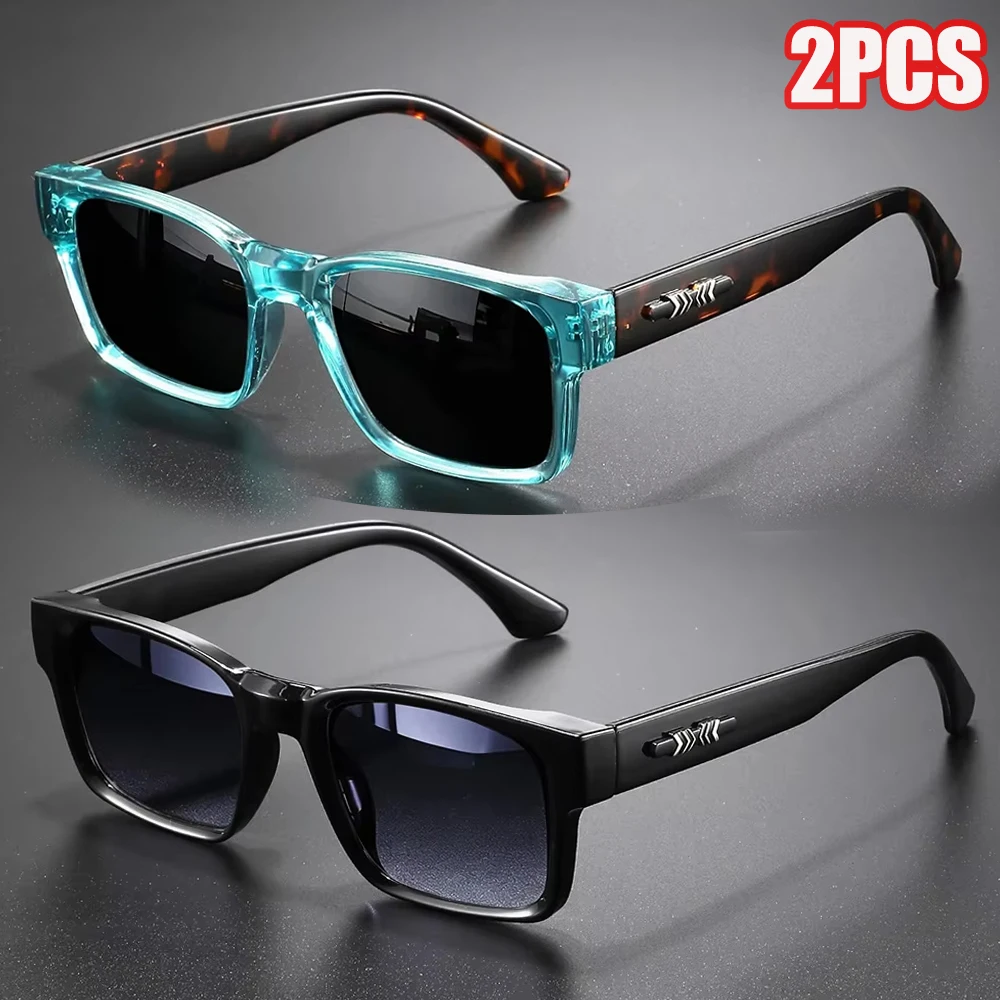 1_2PCS Unisex Retro Punk Fashion Sunglasses Square UV400 Protective Frame Glasses for Outdoor Adventures Casual Style Men Goggle