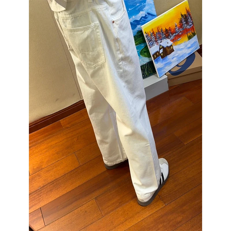 

White Straight Leg Summer Jeans Men's Casual Loose High Street Style Jeans Trendy Brand Loose Casual Pants for Teens