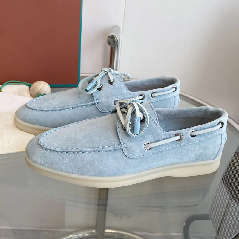High Quality Genuine Leather Flats Shoes Couple Loafers Trend Vintage Suede Loafers Women's Casual Man Fashion Flat Single Shoes