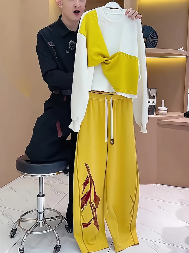 spring-faion-casual-loose-women's-sweatirt-set-slimming-two-piece-ensemble-sli-trendy-large-size-comfortable-cotton