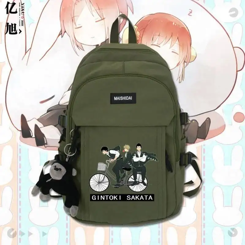 

Anime Game Black White Red Green Gintama Student Teens School Bags Large Capacity Mochilas Backpacks