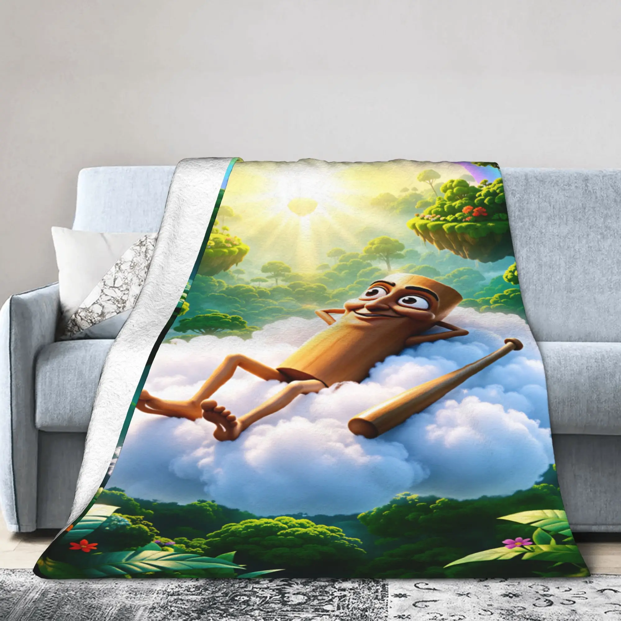Tung Lying On Cloud Rainbow Floating Island Flannel Blanket Warm Throw Blanket for Couch Chair Travel Bedspread Sofa Bed Cover