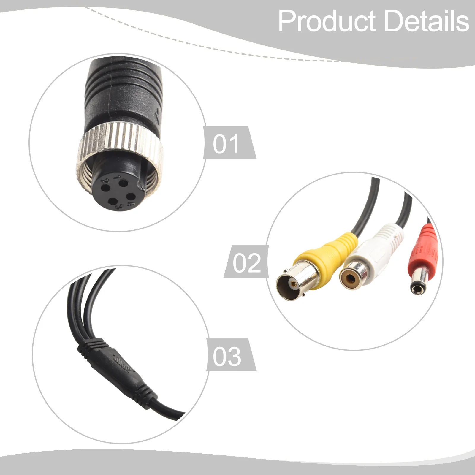 With Video Audio 4 PIN Aviation To BNC for rca Cable For CCTV Video Recorders 1.1FT 1PC 30CM 4 Pin Aviation Screw-in Connection