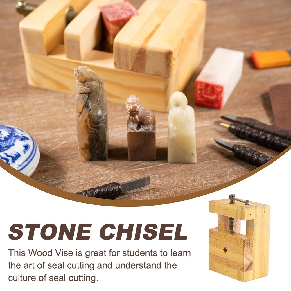 2Pcs Wood Seal Carving Bed Professional Vise Clamp Adjustable for Handcraft Seal Engraving Tools Wood Vise Stone Chisel