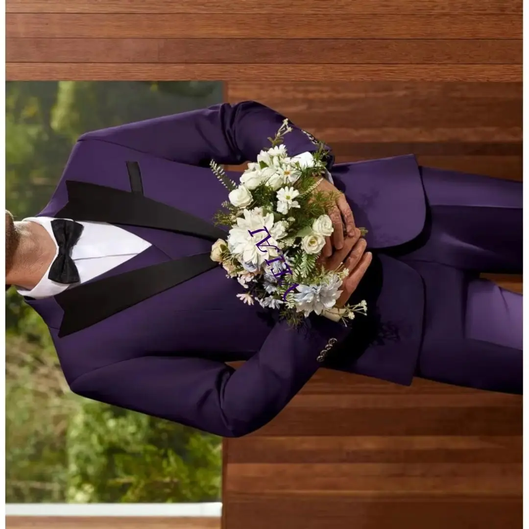 

Customized Men's Slim Fit 3 Piece Tuxedo Suits Double Breasted Suit Jacket Vest Pants Set for Wedding Prom