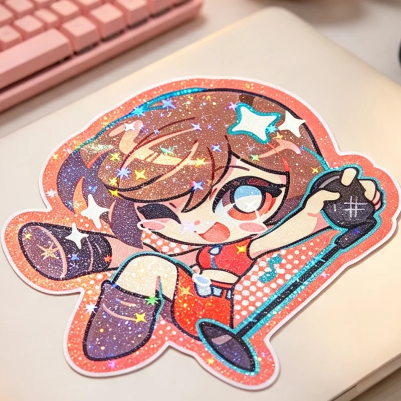 Virtual Idol Mysterious Brown Hair Girl Sticker Matte Vinyl Waterproof Cute Silly Cosplay Accessories For Laptop Water Bottle