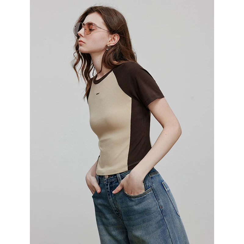 TOYOUTH T-shirt da donna a maniche corte 2025 Spring New Tops 8521020