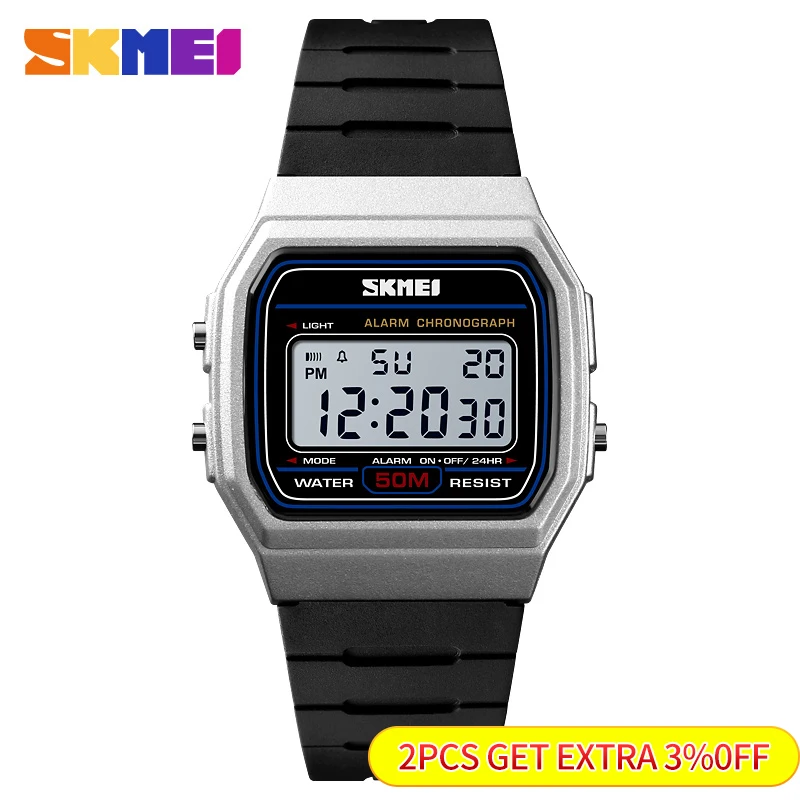 SKMEI deportes moda pareja relojes mujeres reloj Digital impermeable día fecha reloj femenino Relogio Feminino 1412