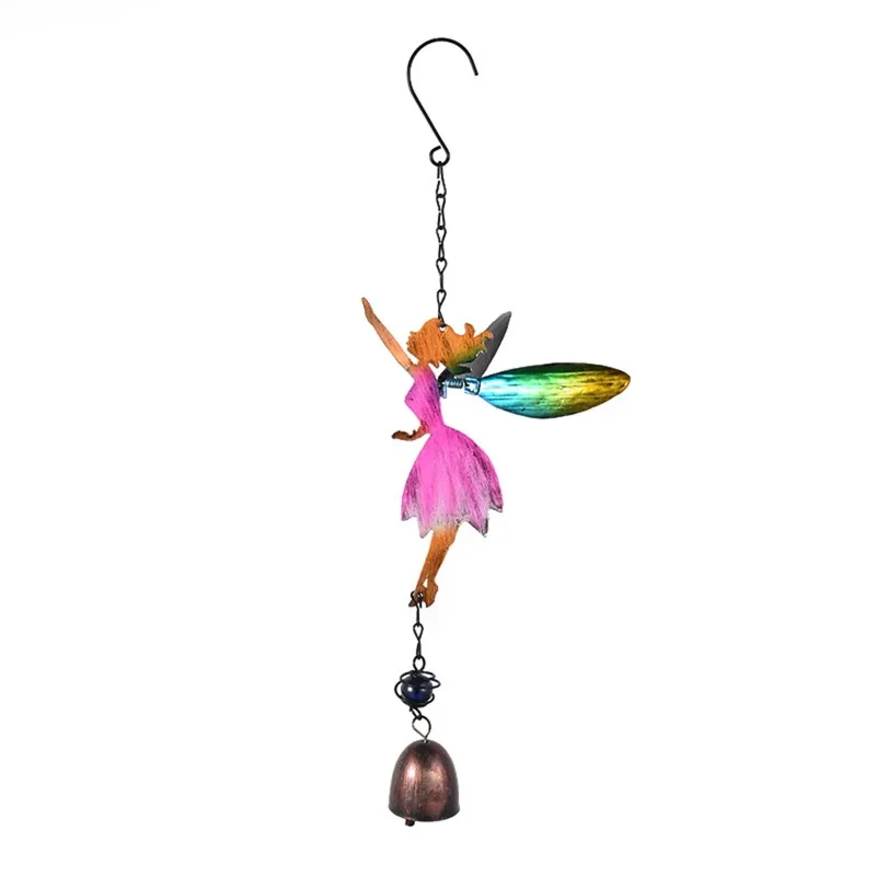 Fairy Angel Outdoor Garden Decoration Wind Chimes Metal Art Wind Bells Musical Hanging Decor Patio Yard Windows Doors Pendant