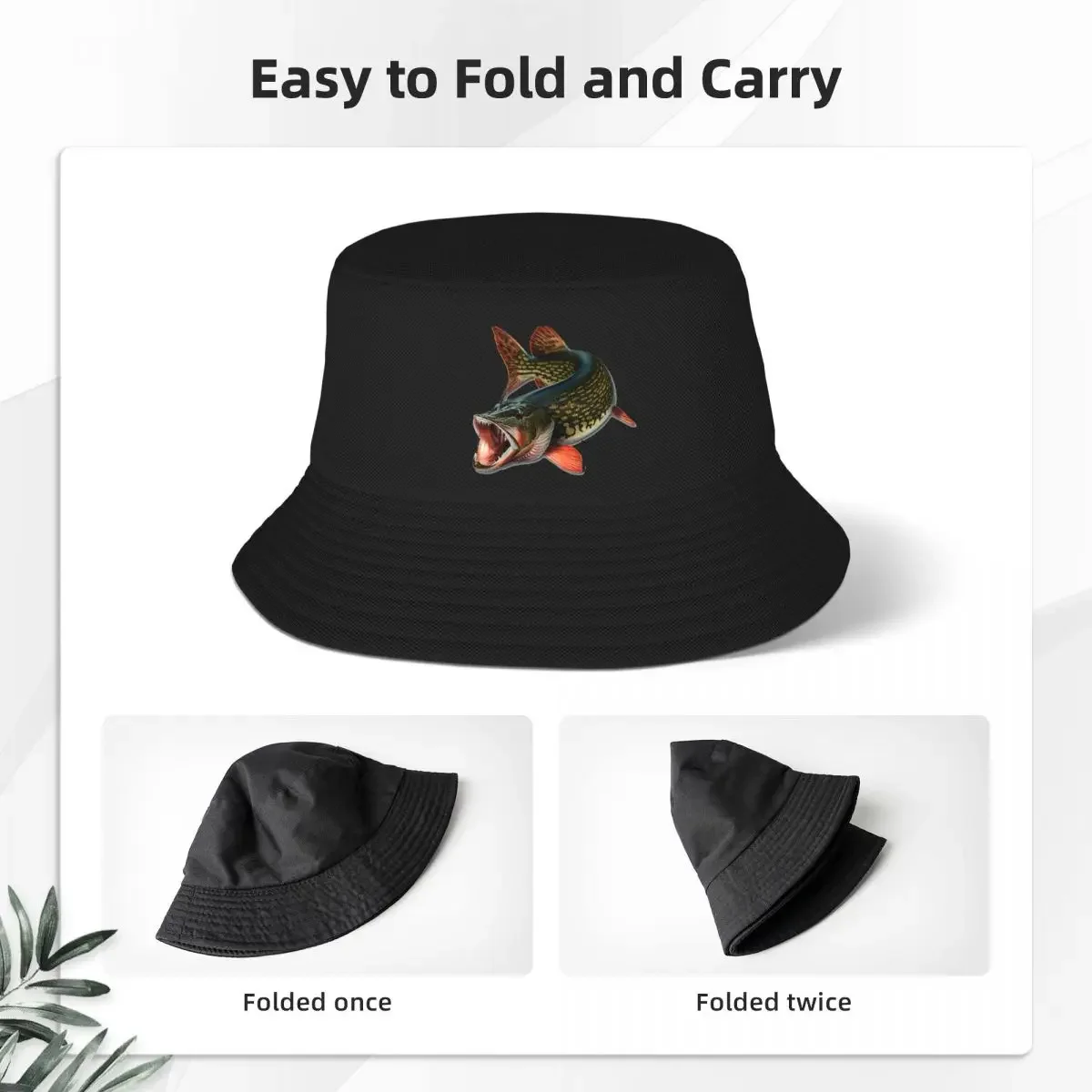 Northern Pike Fish Bucket Hats Panama For Man Woman Bob Hats Cool Fisherman Hats Summer Beach Fishing Unisex Caps