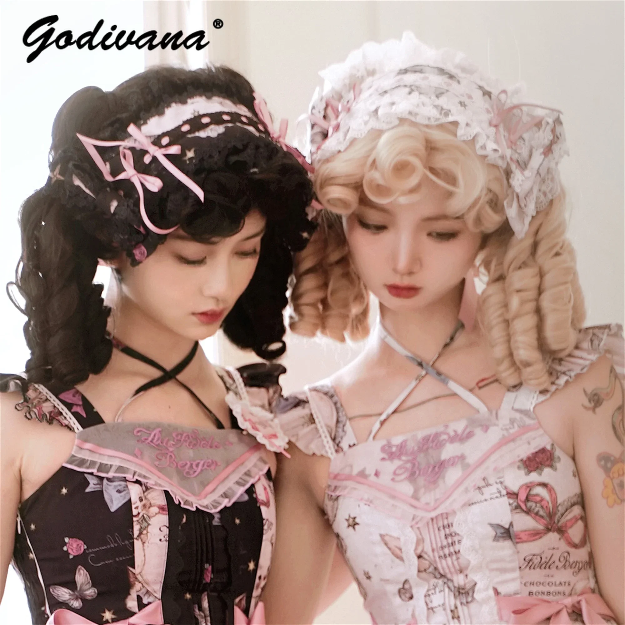 Original Design Lolita Retro Doll Headdress Sweet Girl Women's Lace Flower Bnt Cosplay All-match Hairband Headband